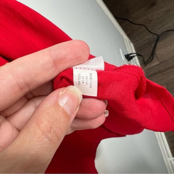 Lane Bryant Womens Size 20 Cold Shoulder Blouse Red Ruffle Long Sleeve Shirt - Picture 8 of 9